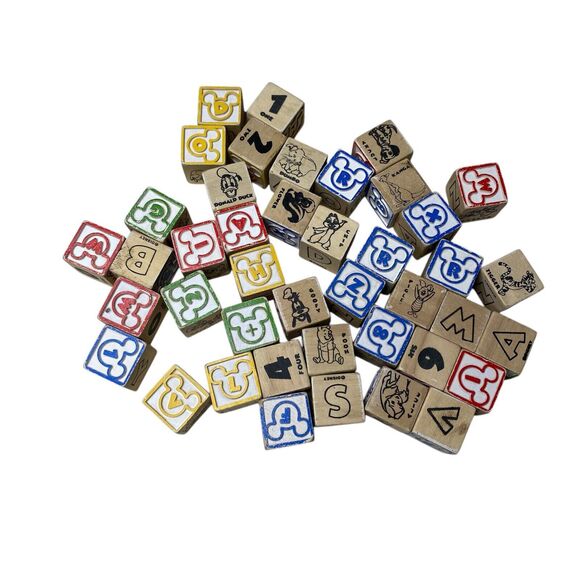 MICKEY MOUSE DISNEY 43 Pieces Wood Wooden ABC Alphabet Blocks - Picture 1 of 6